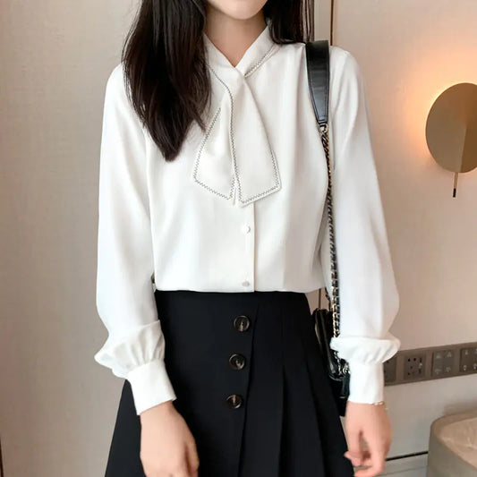 Chic Women's Chiffon Shirt in Elegant Solid Colors