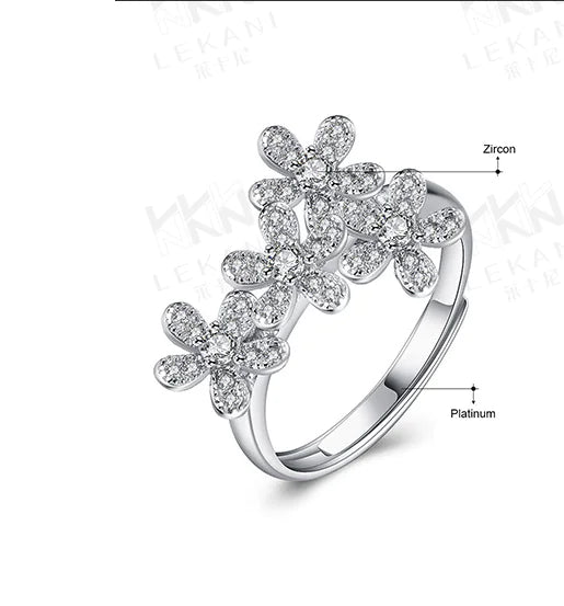 Flower Ring with Zirconia Blossom Design